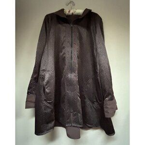 Sackables Women's Animal Print Brown Mock Neck Coat Jacket Size Large Full Zip